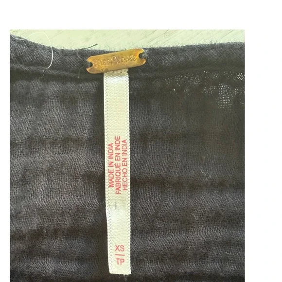 Free People Black Double Gauze 100% Cotton Oversized Tank Top with Pockets XS - Picture 4 of 9